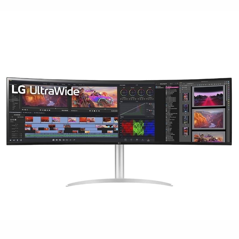 49WQ95C_wr_1 LG UltraWide 49" Dual-QHD IPS Curved Monitor 144Hz with USB-C incl Speakers Monitors