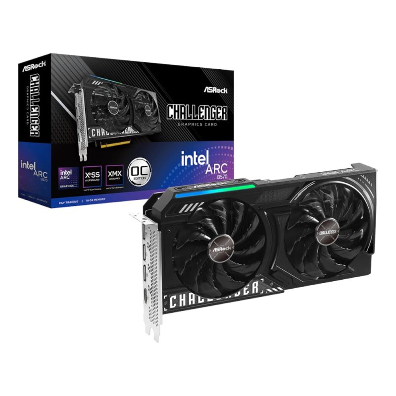90-GA5KZZ-00UANF_wr_01a ASRock Intel Arc B570 Challenger OC 10GB GDDR6 160-BIT Graphics Card Graphics Cards
