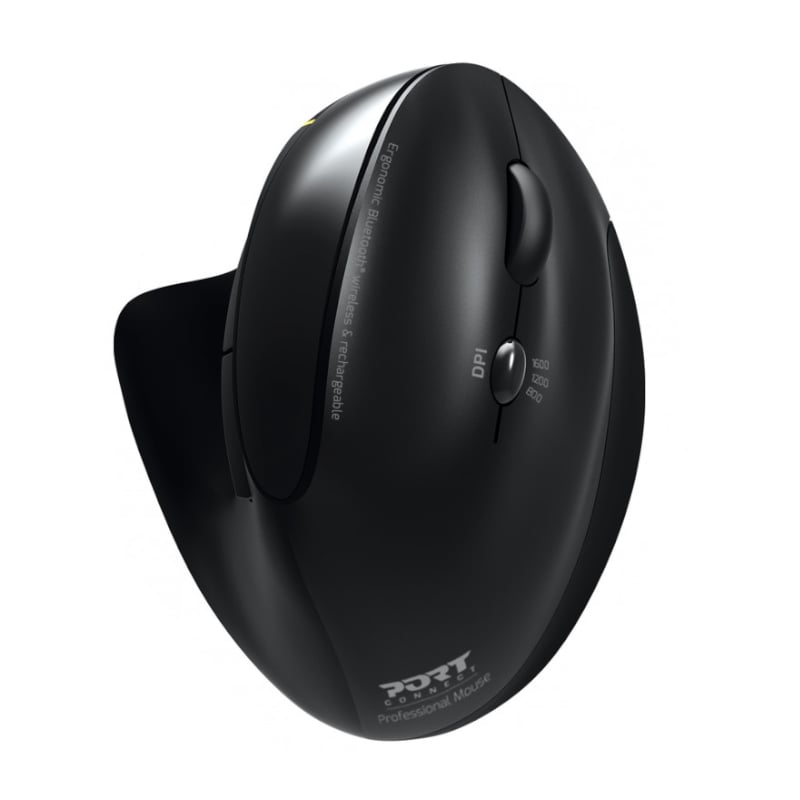 900706-BT_wr_01 Port Connect Wireless Rechargeable Ergonoc Mouse Bluetooth_x000D_- Black Mice