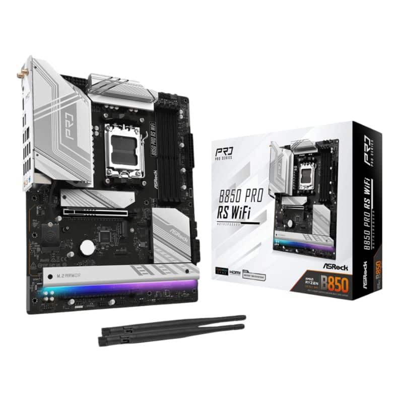 B850-PRORSWIFI-WR-01 ASRock B850 Pro RS Wi-Fi ATX Motherboard (AMD AM5, DDR5, PCIe 5.0) AMD Motherboards