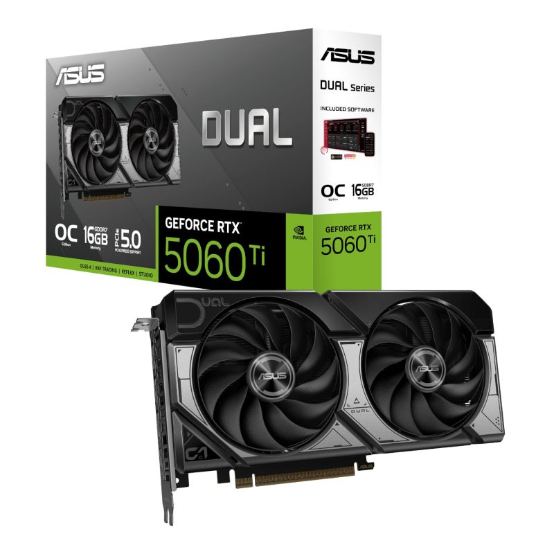 DUAL-RTX5060TI-O16G-WR-01 ASUS Dual GeForce RTX 5060 Ti OC Edition 16GB GDDR7 Graphics Card Graphics Cards