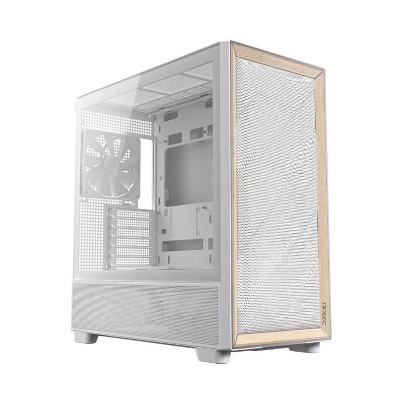 Antec FLUX Mid-Tower E-ATX Gaming Chassis Wood Front Panel - White Chassis/Cases