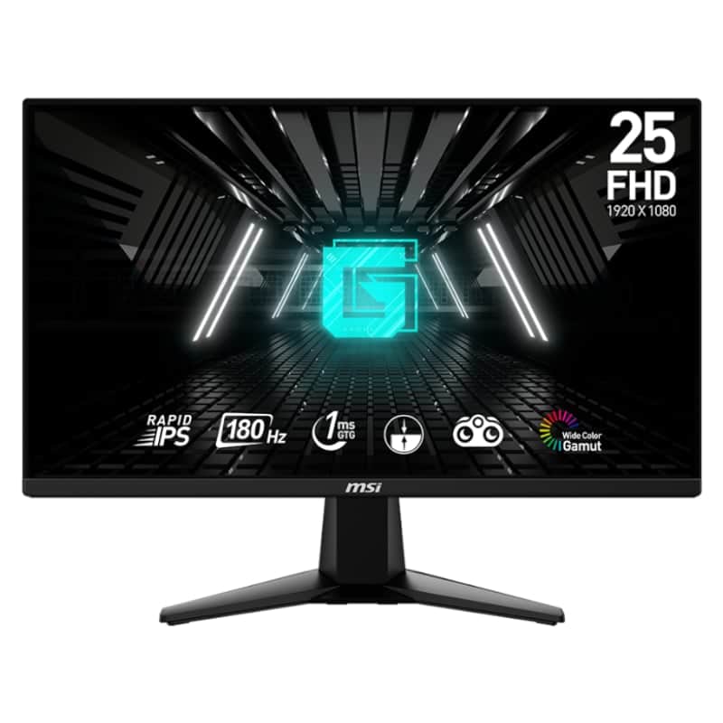 G255F_wr_01b MSI G255F 25" Gaming Monitor 1920x1080 (FHD) Rapid IPS 1ms 180Hz Adaptive Sync HDMI Displayport Black Gaming Monitors