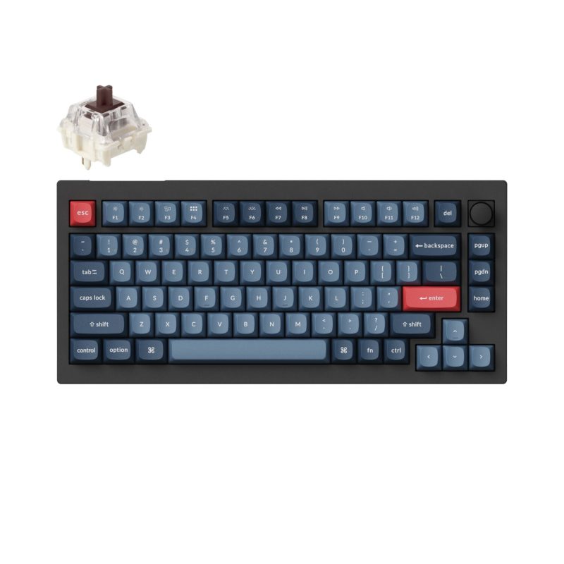 Keychron V1 Max QMK/VIA Wireless Custom Mechanical Keyboard | BROWN Switches – Black Keyboards