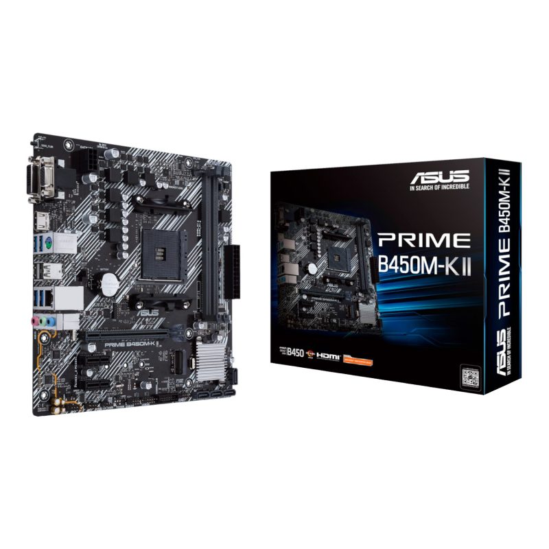 PRIMEB450M-KII-WR-01 ASUS PRIME B450M-K II mATX Motherboard - AM4, DDR4, HDMI, M.2, USB3.2 AMD Motherboards