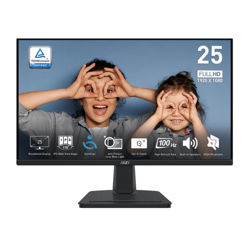 PROMP251_wr_01b MSI PRO MP251 Professional Monitor 1920x1080 (FHD) IPS 1ms 100Hz HDMI Black Monitors
