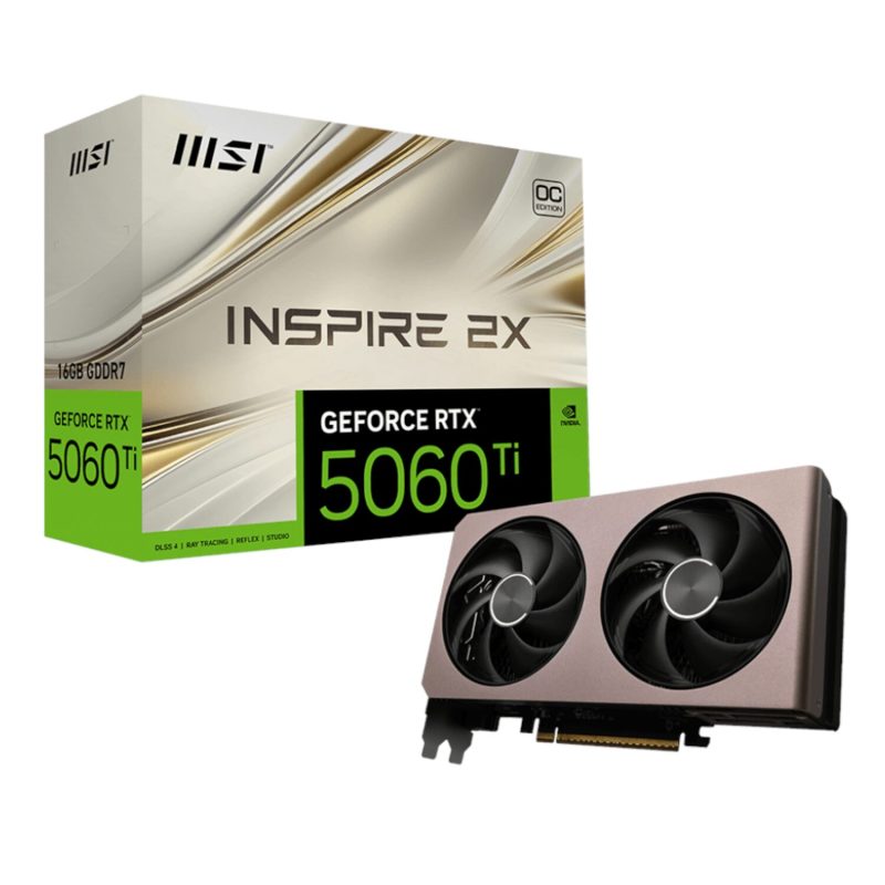 RTX5060TIINSPIRE2XOC16GB-WR-01 MSI GeForce RTX 5060 Ti 16GB INSPIRE 2X OC Graphics Card Graphics Cards