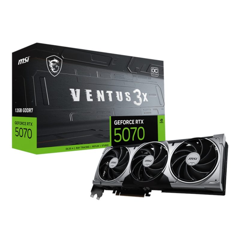 RTX5070VENTUS3XOC12GB-WR-01 MSI GeForce RTX 5070 12GB VENTUS 3X OC Graphics Card - PCIe 5.0 Graphics Cards