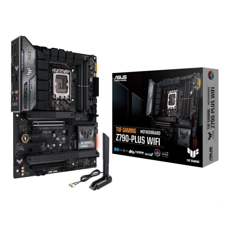 TUFGAMINGZ790-PLUSWIFI-wr-01 Asus TUF Gaming Z790-Plus Wi-Fi ATX Motherboard - Intel LGA1700, DDR5, PCIe 5.0. Wi-Fi 6E Intel Motherboards