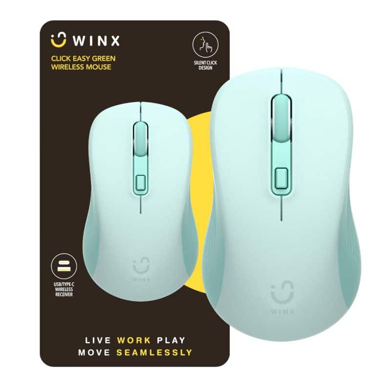 WX-KB112_WINX_CLICK_Easy_1600DPI_Wireless-Mouse_Green_wr_01a WINX CLICK Easy 1600DPI 2.4GHz Wireless Mouse - Green Mice