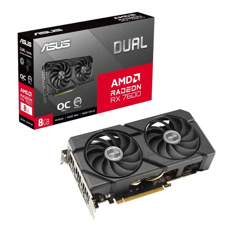 ASUS Dual Radeon RX 7600 EVO OC Edition 8GB GDDR6 Graphics Card Graphics Cards