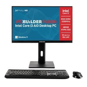 PCBuilder FUSION 24" Intel i3-14100 Windows 11 AiO Desktop PC