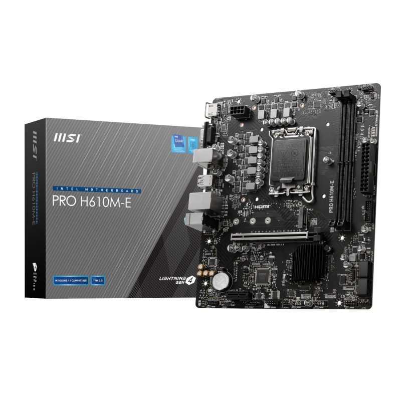 PROH610M-EDDR5_MSI-PRO-H610M-E-DDR5-M-ATX-Motherboard_wr_01a MSI PRO H610M-E Intel LGA1700 DDR5 M-ATX Motherboard Intel Motherboards