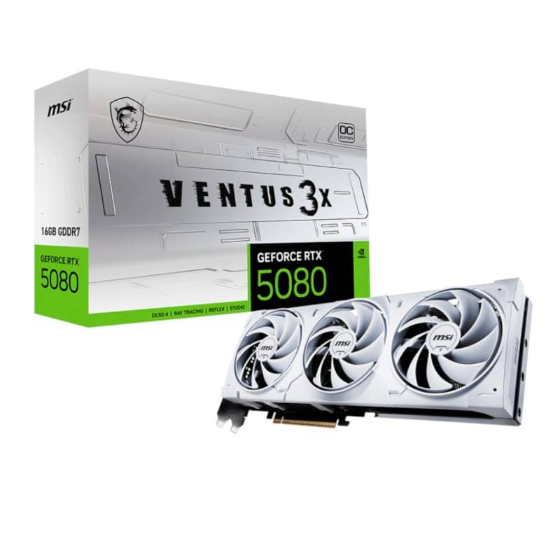 MSI GeForce RTX 5080 VENTUS 3X OC 16GB GDDR7 Graphics Card - White Graphics Cards