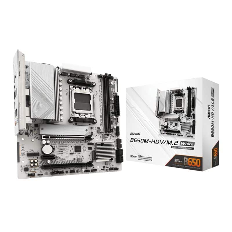 B650M-HDV-M.2-WH_ASRock-B650M-HDV-M.2-AM5-Micro-ATX-Motherboard-White_wr_01a ASRock B650M-HDV/M.2 AM5 Micro-ATX Motherboard - White AMD Motherboards