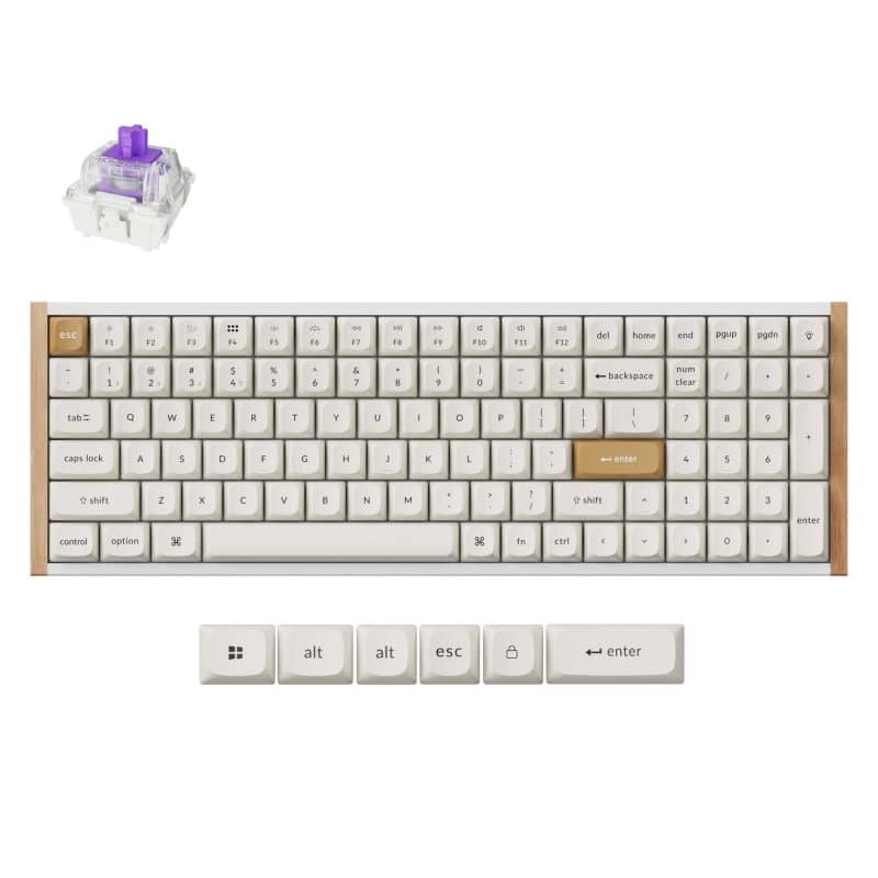Keychron K4 HE 96% Magnetic Switch Hot-Swap RGB Wireless Keyboard – White (Wood + Aluminium) Gaming Keyboards