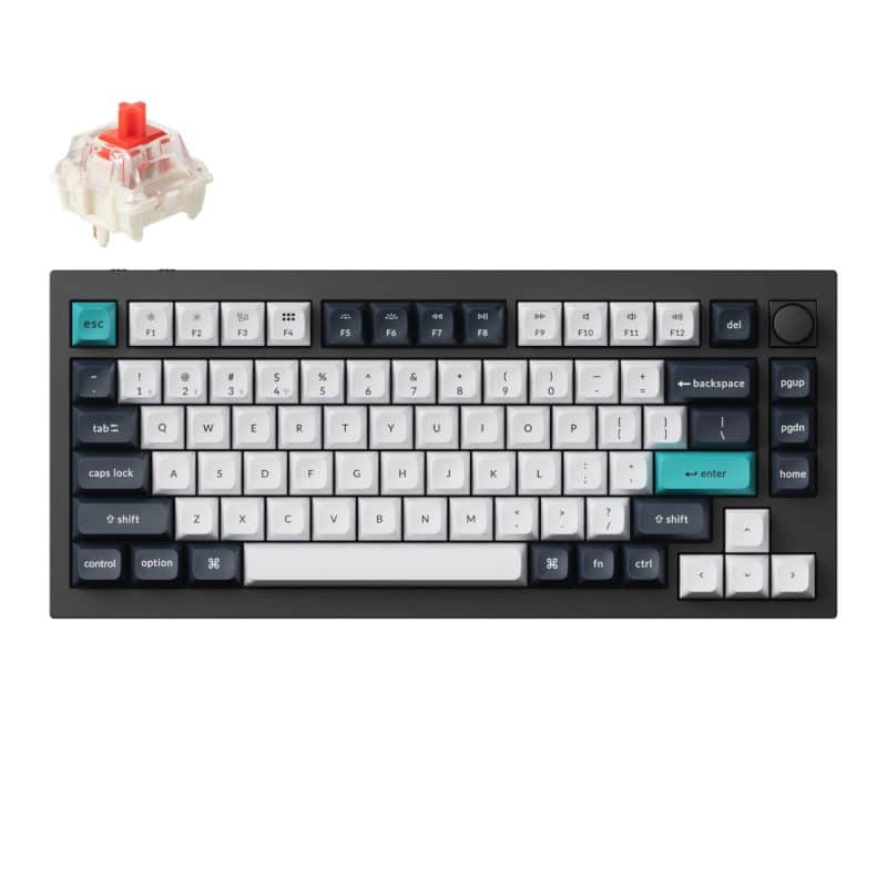 Keychron Q1 Max QMK/VIA RGB Wireless Custom Mechanical Keyboard (Gateron RED Switches) - Black Gaming Keyboards