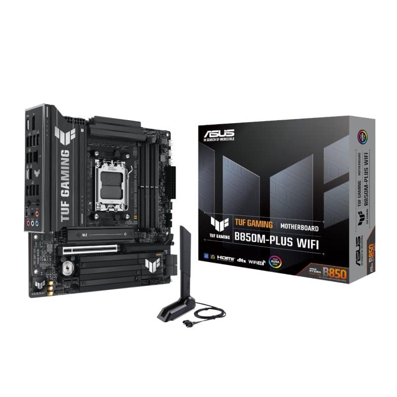TUFGAMINGB850MPLUSWIFI_Asus-TUF-Gaming-B850M-PLUS-WIFI-AM5-Micro-ATX-Gaming-Motherboard-Black_wr_01 Asus TUF Gaming B850M-PLUS WIFI AM5 Micro ATX Gaming Motherboard AMD Motherboards