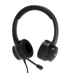 Port Connect USB Headset 1.8m Cable with Mic and Padded/Soft Cushions Black Headsets
