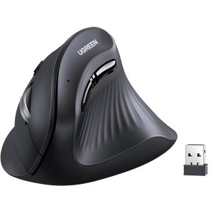 UGREEN Multi-Mode Vertical Mouse Bluetooth and 2.4G Wireless–Black