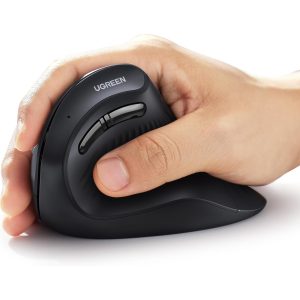UGREEN Multi-Mode Vertical Mouse Bluetooth and 2.4G Wireless–Black Mice