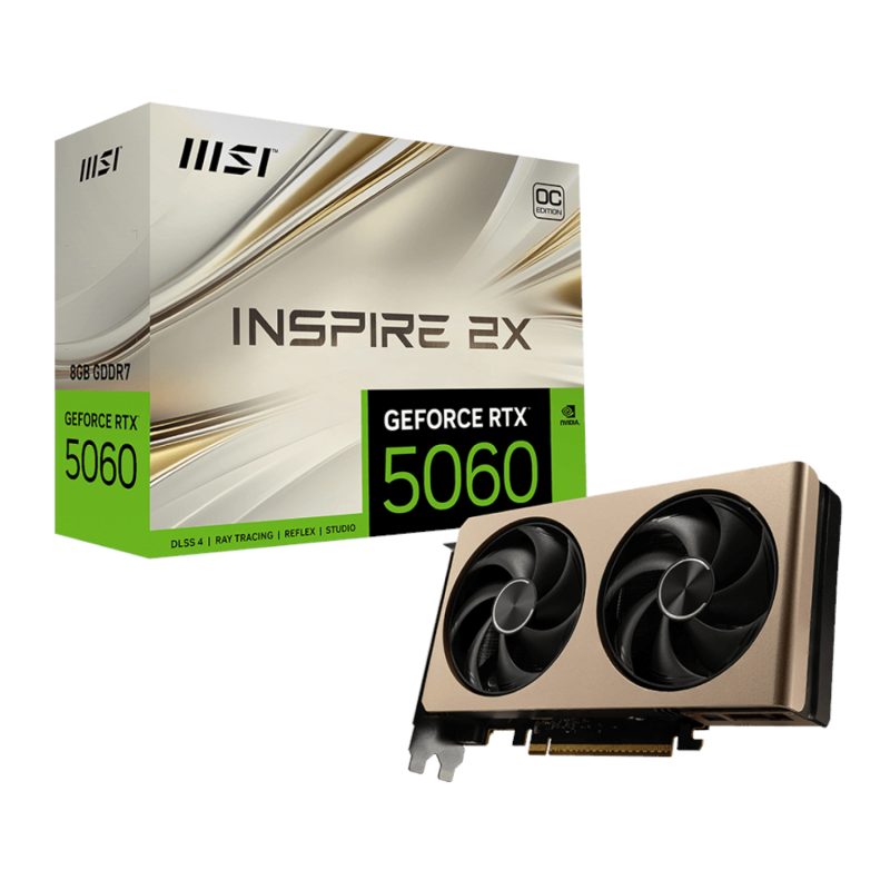 MSI GeForce RTX 5060 8G INSPIRE 2X OC Graphics Card – Gold Graphics Cards